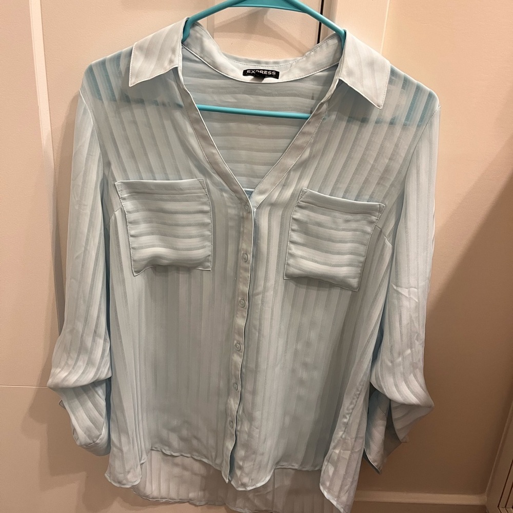 Teal sheer Express blouse size medium